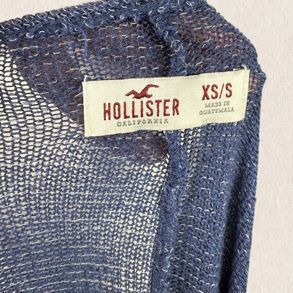 Hollister Sheer Knit Oversized Sweater XS/S Navy Blue Boho Moon Graphic Coastal - Picture 6 of 8
